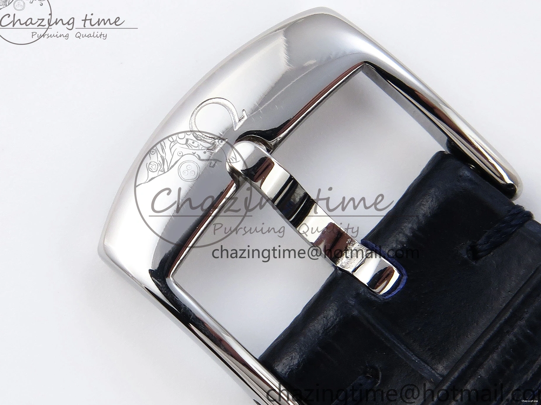 0208 Soft De Ville Date SS MKF 1:1 Best Edition Blue Dial Roman Marker on Black Leather Strap A 7745